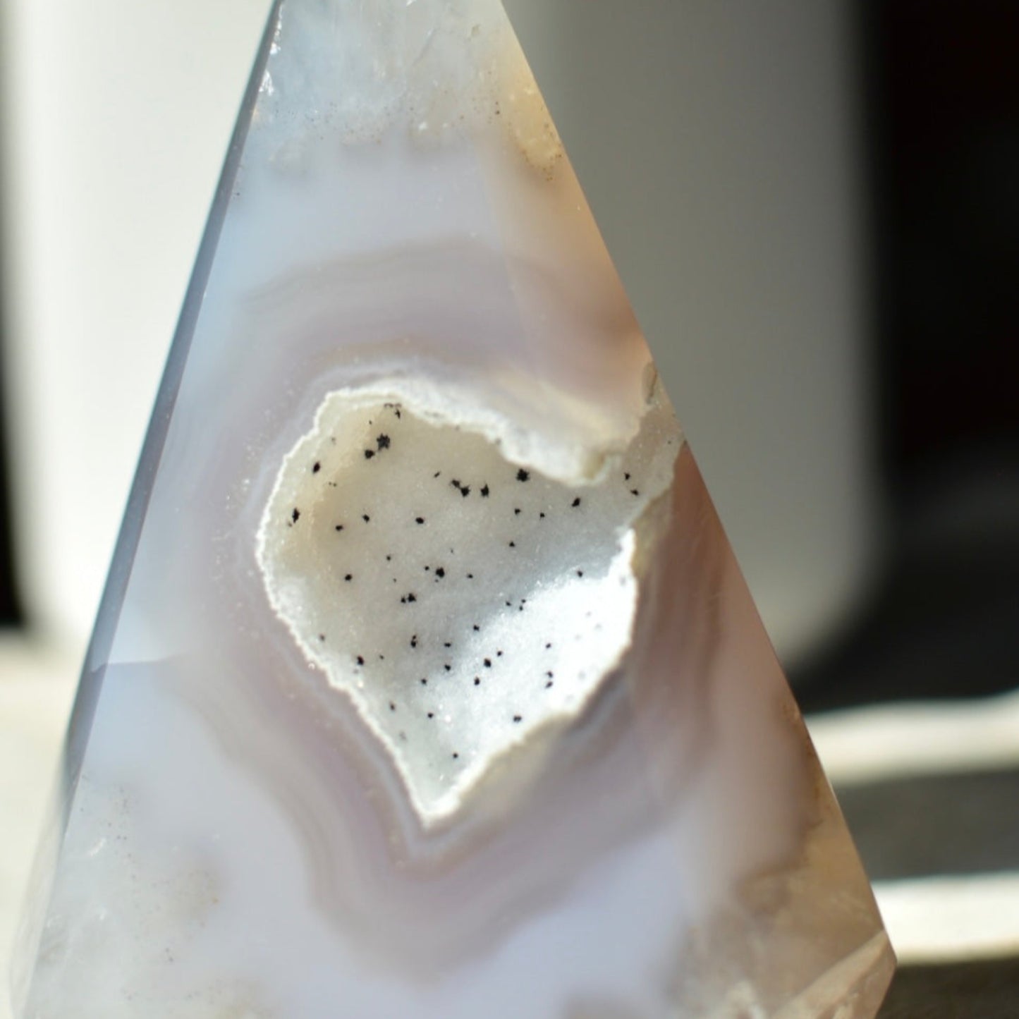 Agate Pyramid with White Druzy