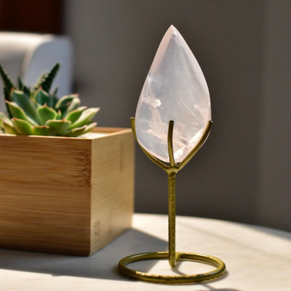 Girasol Quartz Flame with Custom Gold Stand