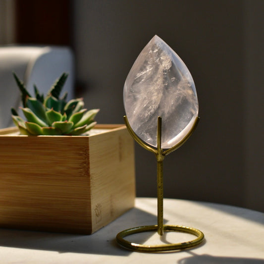 Girasol Quartz Flame with Custom Gold Stand