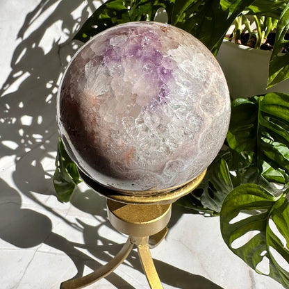 Statement Pink Amethyst Sphere with Stand