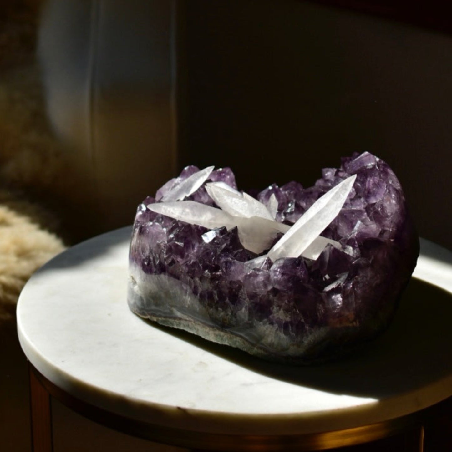 Amethyst Statement Cluster with Calcite