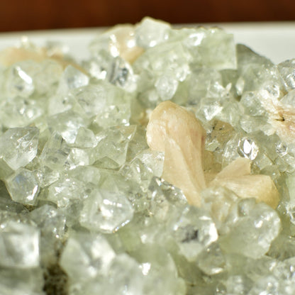 Statement Green Apophyllite Cluster with Peach Stilbite