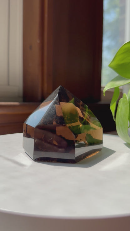 Smoky Quartz Tower with Garden Quartz