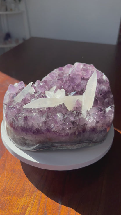 Amethyst Statement Cluster with Calcite